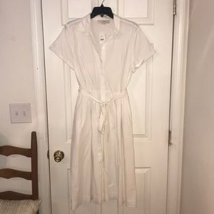 White shirtsleeve shirt dress